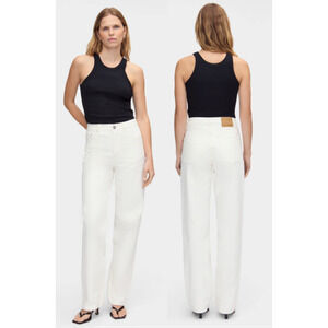 NWT Aligne 100% Cotton High Rise Denim Straight Leg Jeans White Women's Size 25